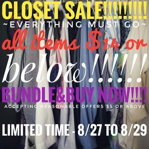 Closet Sale!!! Everything $14 or below!